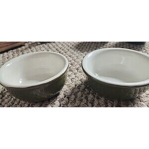 2 Hall Small Ramekin Baking Bowls Green Made in The USA #413 4.5 x 2 inches